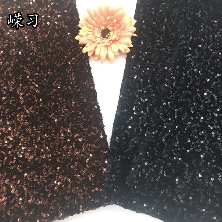 In-Stock Dense Version 3mm Velvet Sequin Embroidery Fabric for Dresses, Stage Costumes, Children's Clothing, Hair Accessories, Embroidered Sequin Fabric