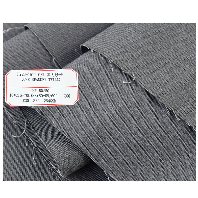 C/R50/50 cotton-viscose stretch yarn card 280g, C/R stretch twill fabric, utility pants casual fabric