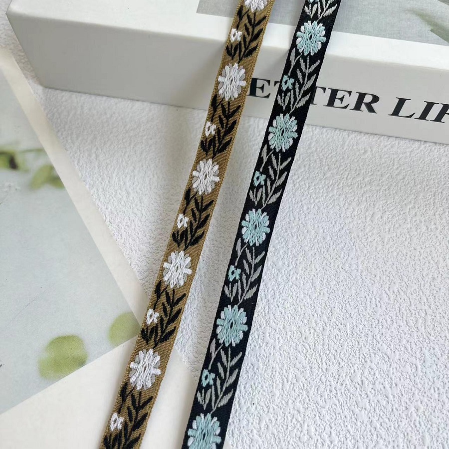 National jacquard ribbon light blue flower clothing bag accessories AH-2847 width 1.1CM
