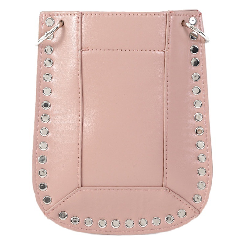 2022 New Mobile Phone Bag Pink Rivet Shoulder Bag Punk Motorcycle Crossbody Bag Women's Fashion Coin Purse Women's Bag
