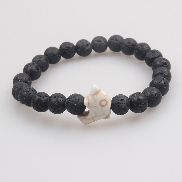 Picture of Zhou Lianfa Cross-border Wholesale New Green Turquoise Dolphin Volcanic Stone White Turquoise Stretch Bracelet Jewelry for Men and Women