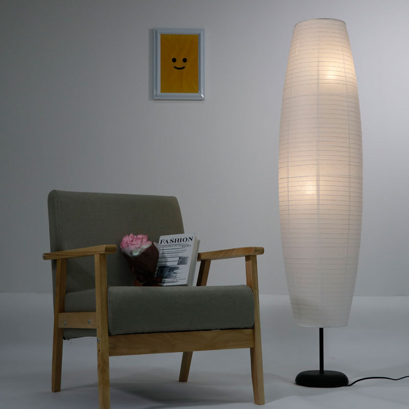 Picture of Scandinavian Japanese Creative Stylish Warm Color Simple Modern Study Paper Lighting Bedroom Living Room Telescopic Standing Lamp Floor Lamp