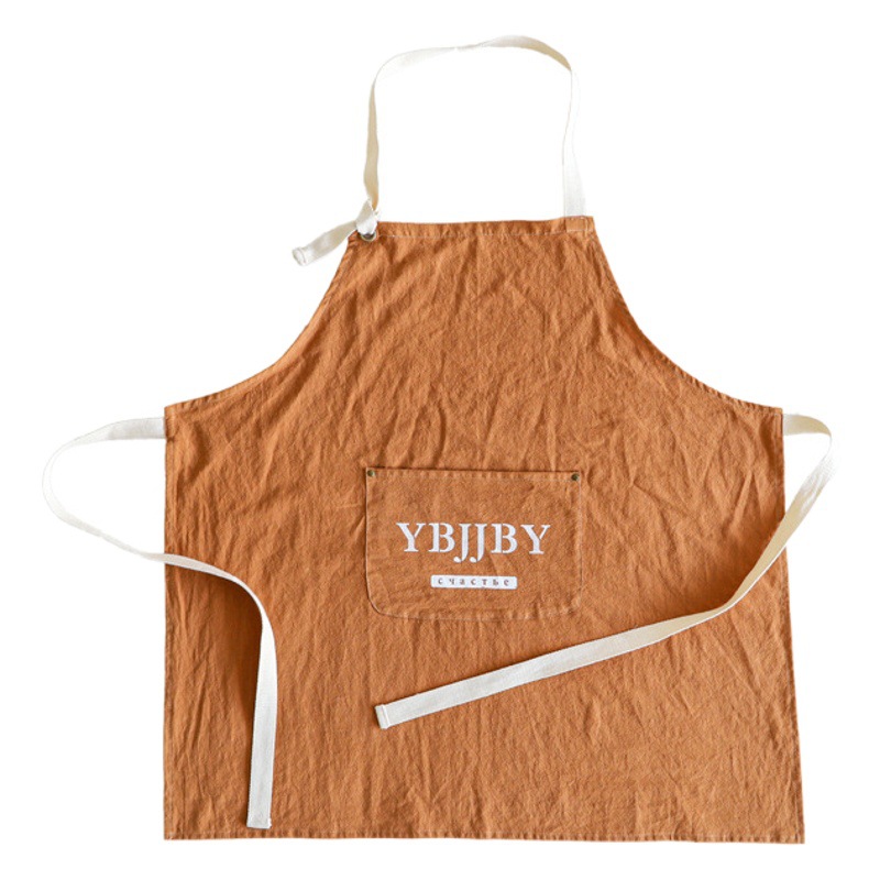 Japanese-Style Pure Cotton Home Kitchen Cooking Apron with Large Pockets and Adjustable Ties for Dining, Restaurant, and Flower Shop Use