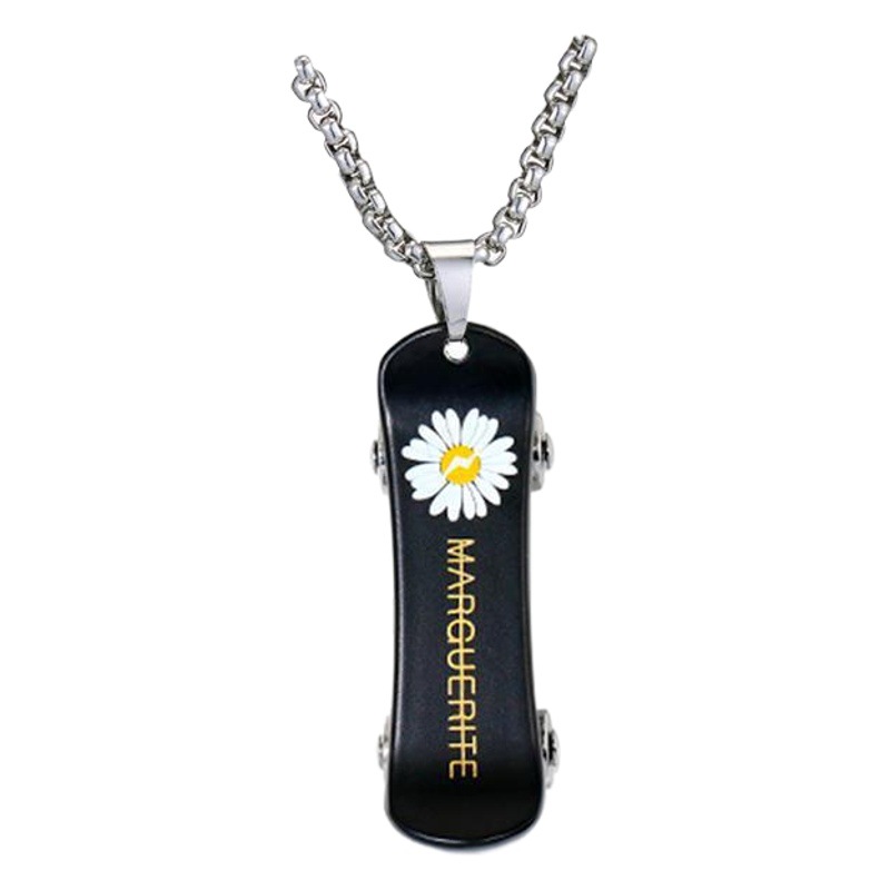 Hip-Hop Daisy Scooter Necklace Trendy Unisex Personality Simple Pendant Sweater Chain Accessories Skateboard Trend