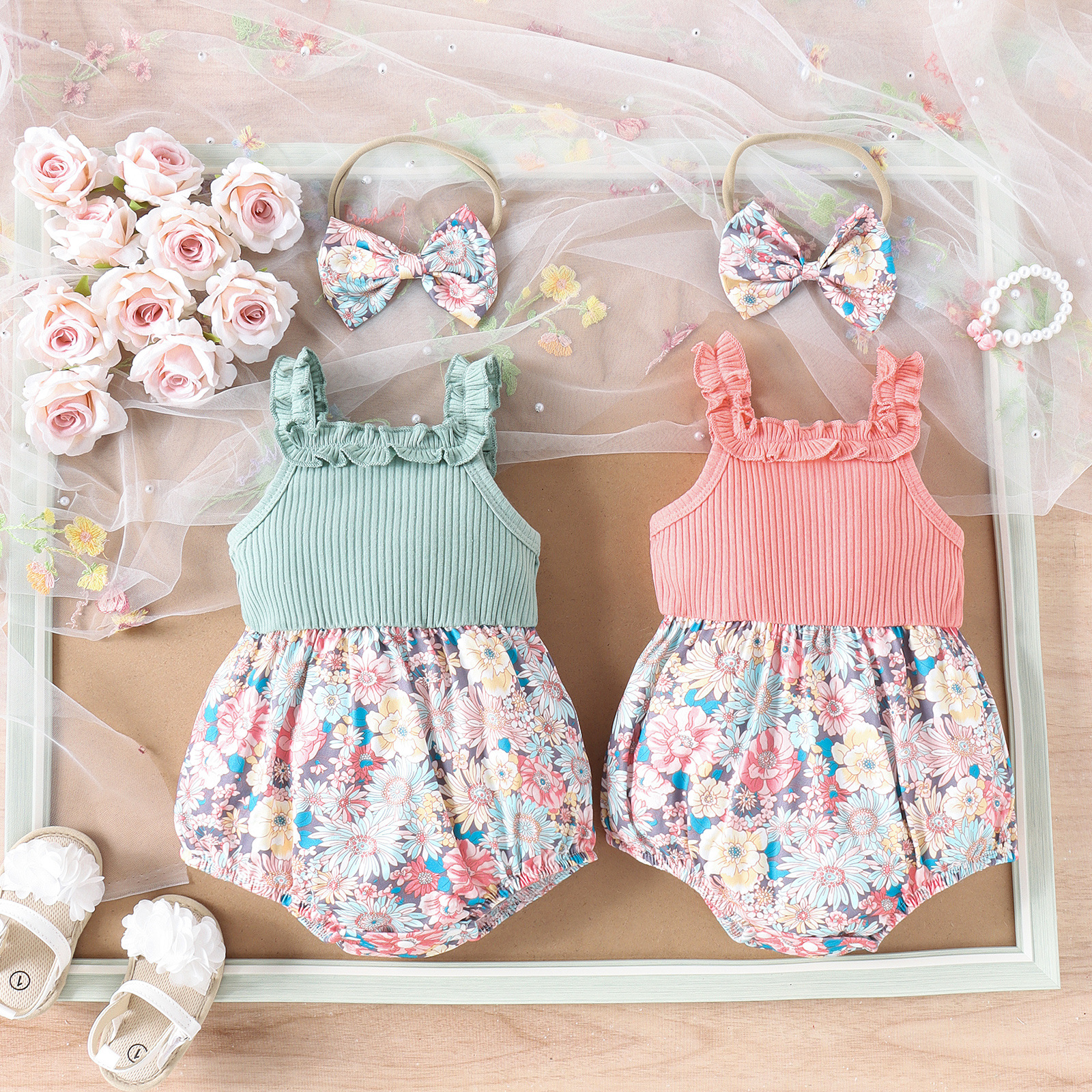 Cross-border children's clothing baby girl baby climbing clothing female baby summer one-piece sleeveless stitching khayi factory direct sales