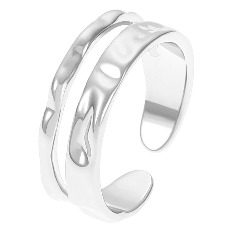 Korean-style personalized irregular double-layer wavy ring Internet popular ins wind ruffle bump texture finger ring wholesale