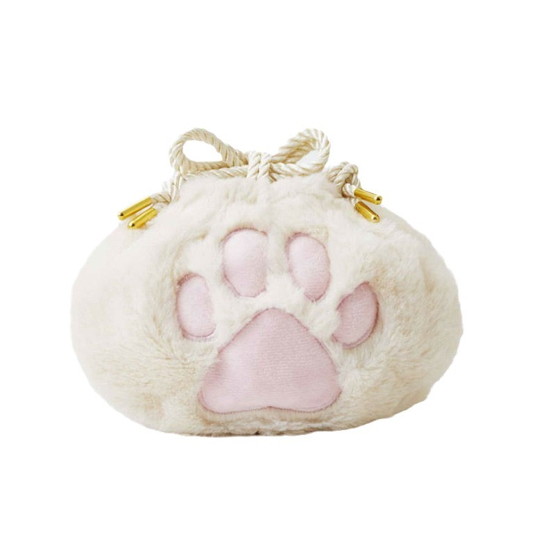 Picture of Japanese popular cute cat claw cosmetic bag drawstring drawstring drawstring storage bag plush lipstick bag wash bag