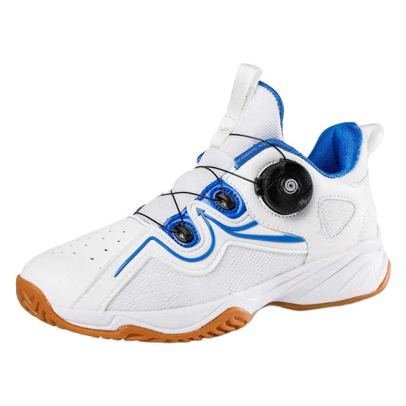 Children's badminton shoes professional rotating buckle breathable non-slip wear-resistant training shoes boys and girls lace-up free sneaker