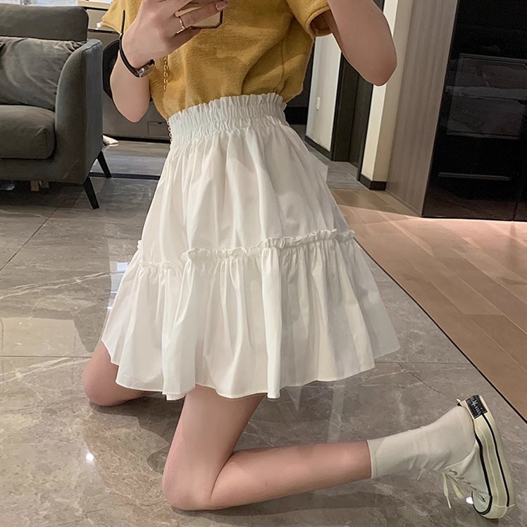 plus size chubby girl elastic high waist A- line cake skirt women's autumn and winter chic crotch covering skirt slim large umbrella skirt