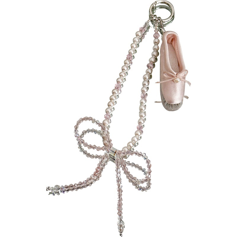 Autumn and Winter new · girl heart ballet Pearl Crystal mobile phone chain camera ccd chain beaded lanyard ornaments