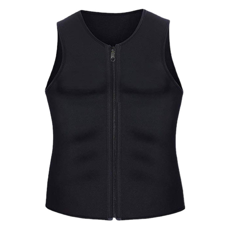 Shaper Clothing Amazon European and American plus size Men's Sports Fitness Clothing Men's Zipper Vest Belly Tinting Tunic