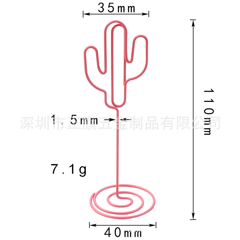 Picture of 8 spot pink heart-shaped wedding note holder round business card holder cactus seat card holder message holder
