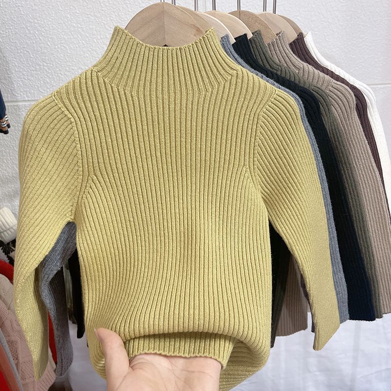 Picture of [in stock middle school boys and girls half high collar turtleneck sweater autumn and winter new children's inner base sweater Joker