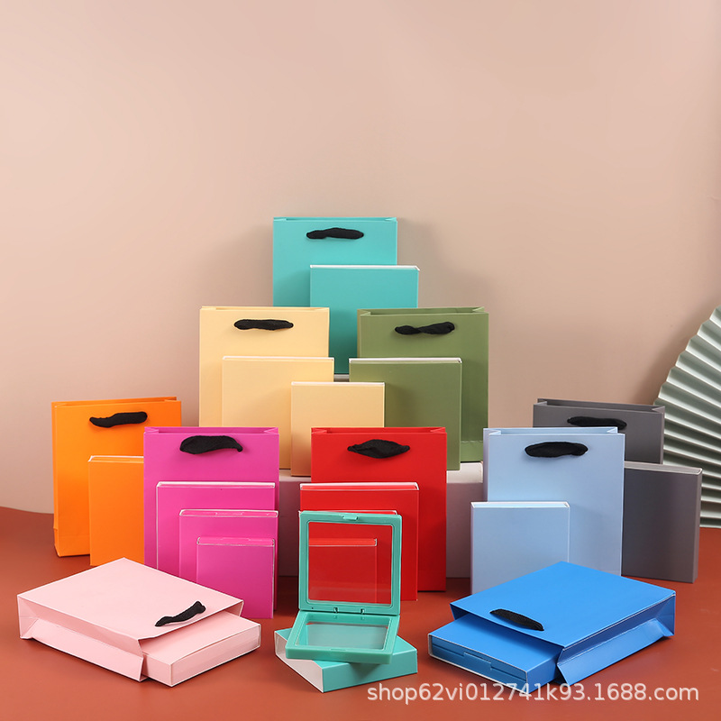 Spot Color Cardboard Envelope Suspended Box Anti-Oxidation Drawer Jewelry Box Pe Film Jewelry Storage Box Handbag