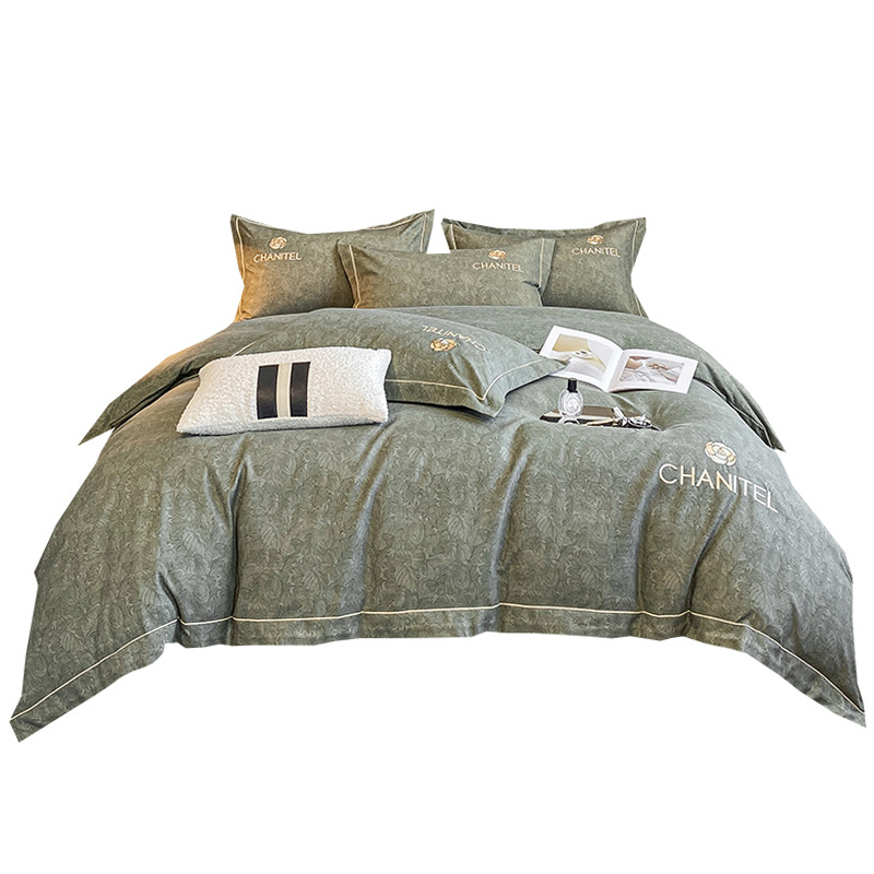 Picture of Light luxury embroidery thickened brushed bedding four-piece quilt cover quilt cover bed sheet three-piece fitted sheet factory wholesale