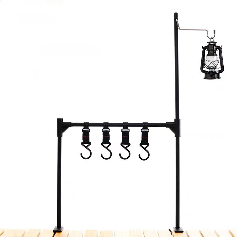 Picture of Outdoor Camping Desktop Storage Rack Aluminum Alloy Picnic Barbecue Tableware Multi-purpose Shelf Table Camping Lamp Rack