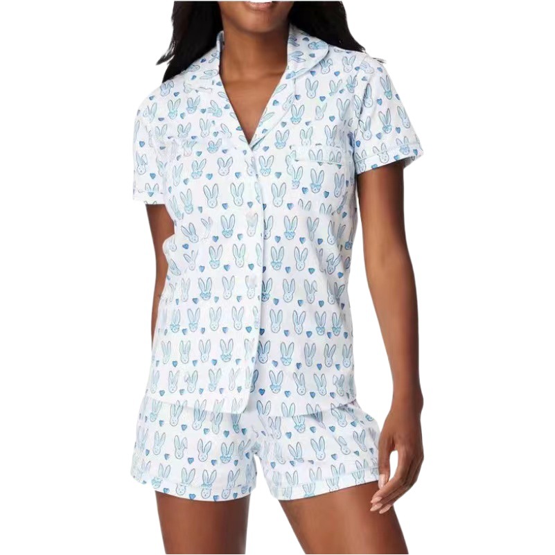 Cross-border foreign trade Amazon spring and summer new short-sleeved suit European and American style leisure printed cardigan women's home clothes