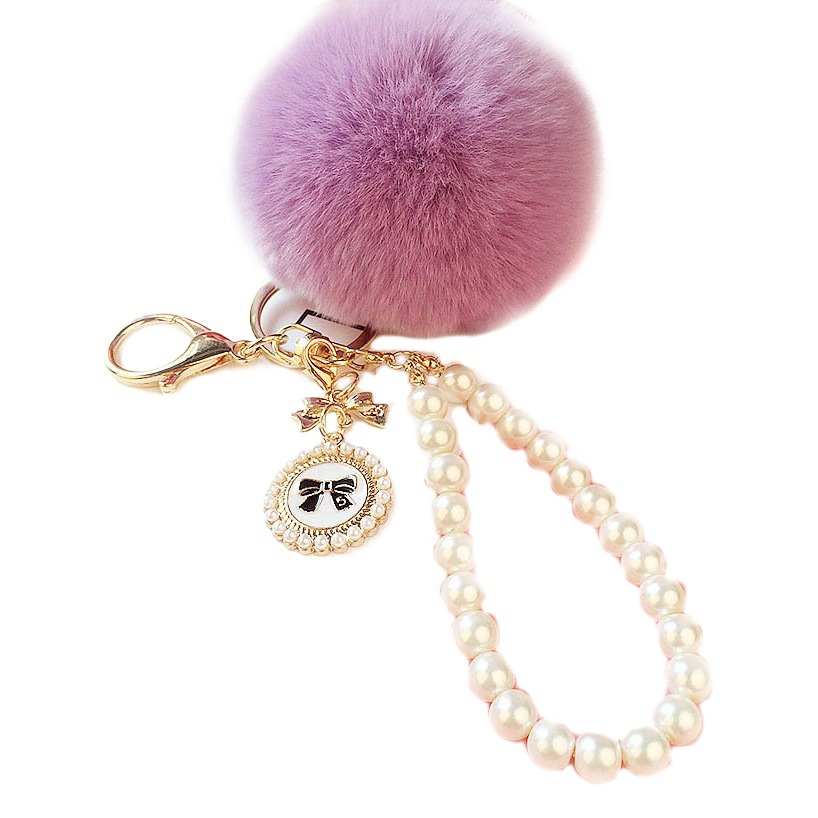 Factory Hanging Pearl Chain Imitation Rex Rabbit Fur Keychain Women's Bag Pendant Small Gift Activities Winter