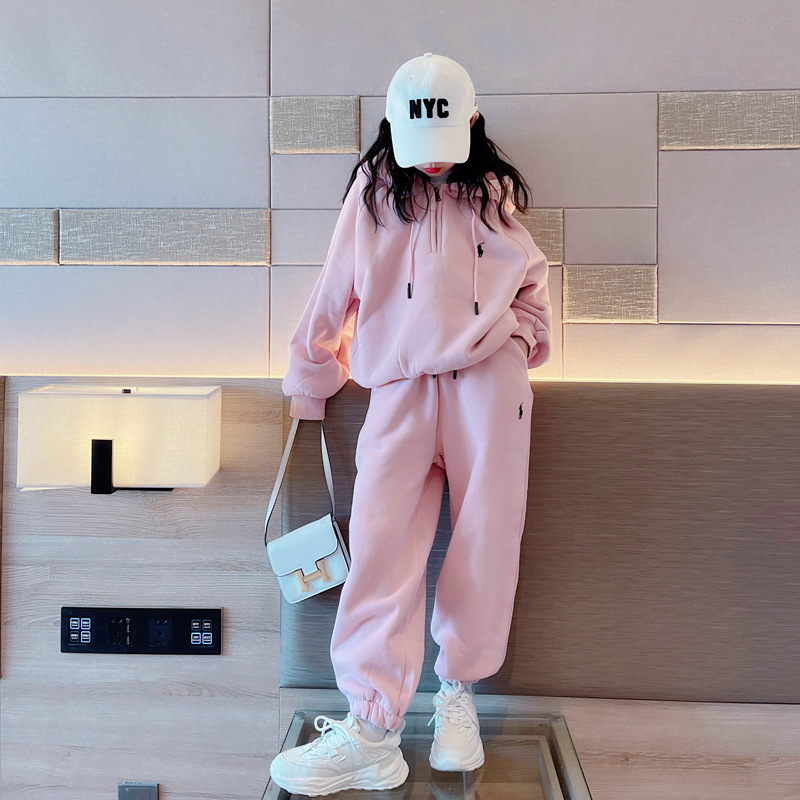 Girls' Spring and Autumn suit 2024 Spring New Korean Style Western Style Middle and Big Children's Leisure Sports Sweatshirt Two-piece Fashionable