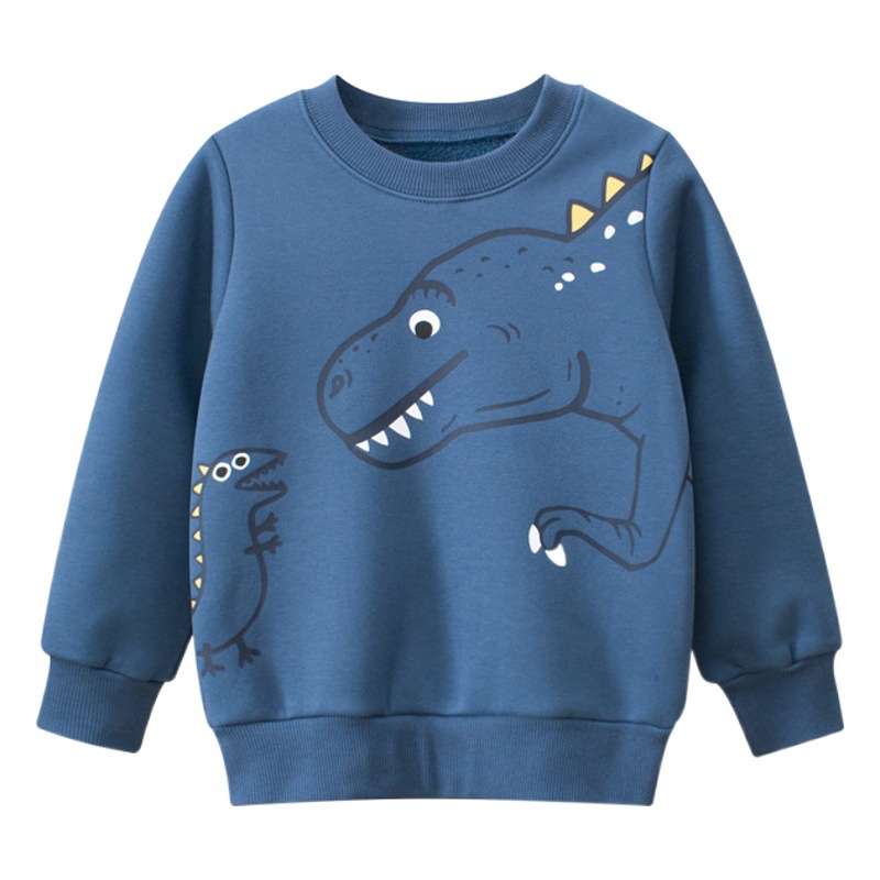 27kids Korean style children's clothing cross-border live broadcast supply children's sweater fleece-lined pullover round neck dinosaur baby boys' clothes