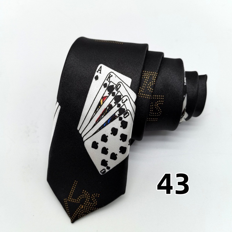 Picture of Ultra-narrow 5cm printed tie leopard print hand-tied unisex casual tie