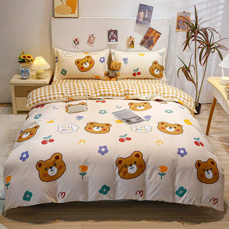 Picture of Four-Piece Brushed Skin-Friendly Thickened Duvet Cover Set, Student Dormitory Three-Piece Quilt Set, Suitable for All Seasons, Internet Celebrity Hot Item