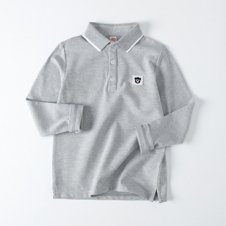 Picture of Children's Base Shirt 2023 Spring and Autumn New Long Sleeve Top Boys and Girls Cotton Polo Shirt T-shirt for Middle and Large Children's School Uniform