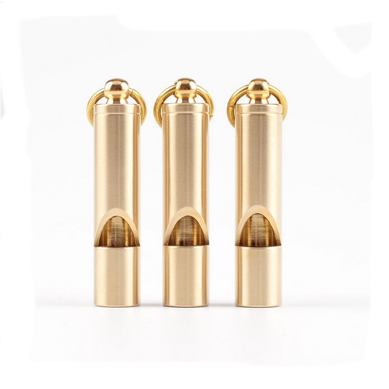 Vintage brass whistle handmade pure brass whistle survival whistle keychain pendant outdoor supplies EDC tools