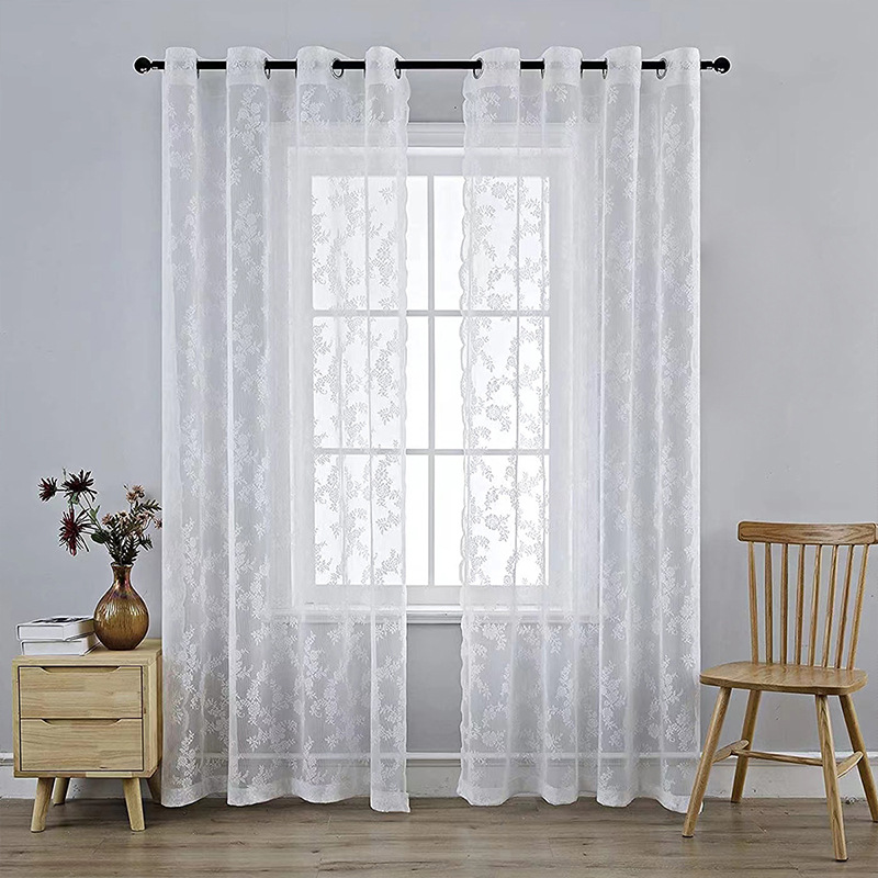 Picture of Retro Light Luxury American Warp Knitted Lace Black Finished Bedroom Balcony Studio Decorative Partition Curtain Bay Window Screen