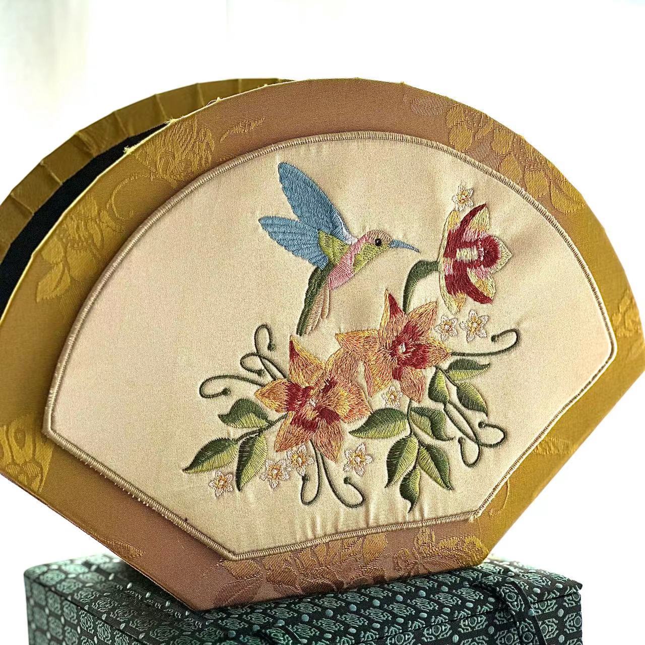 Picture of New Year's Eve Flower Box Bucket Decoration Ornaments Hug Bucket Chinese National Style Embroidery Octagonal Flower Bucket Ruyi Lock Bucket