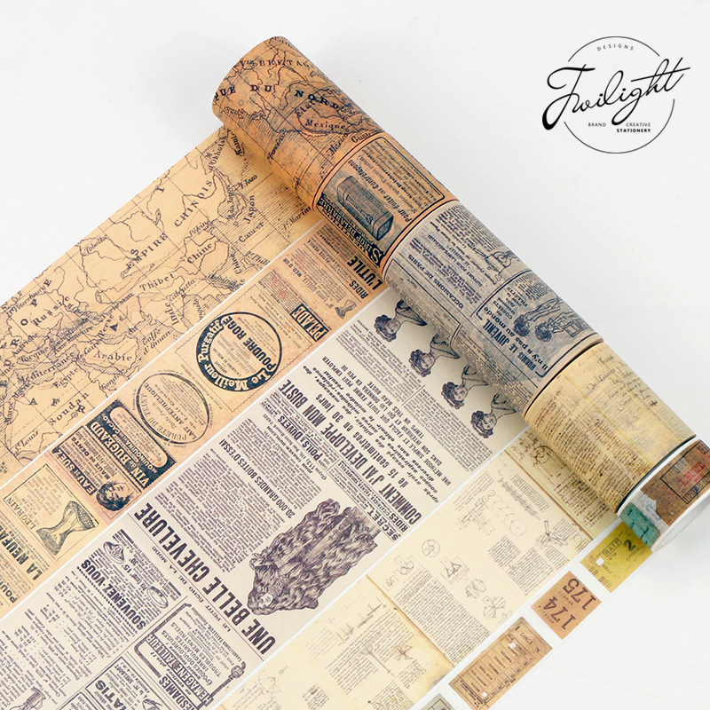 Twilight Washi Tape Retro Wenyan Gothic Style Tape Text Control English Letters Handbook Decoration Sticker Handmade