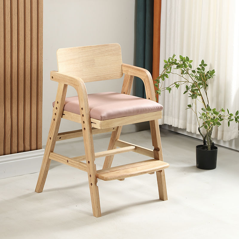 Picture of Children's study chair can be lifted solid wood primary school student chair writing chair adjustable desk chair long chair dining chair