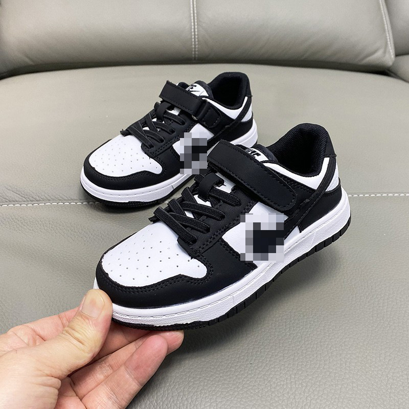 Children's Black and White Panda sneaker Spring Large Children's Velcro Casual Running Shoes Girls' Boys' Skate Shoes