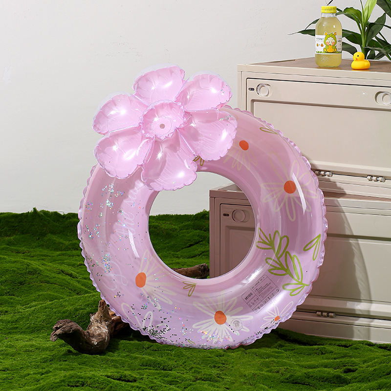 Picture of New Style Spot Thickened Sequin Daisy Children's Inflatable Life Buoy Adult Swimming Ring Adult Underarm Ring Internet Red Ring