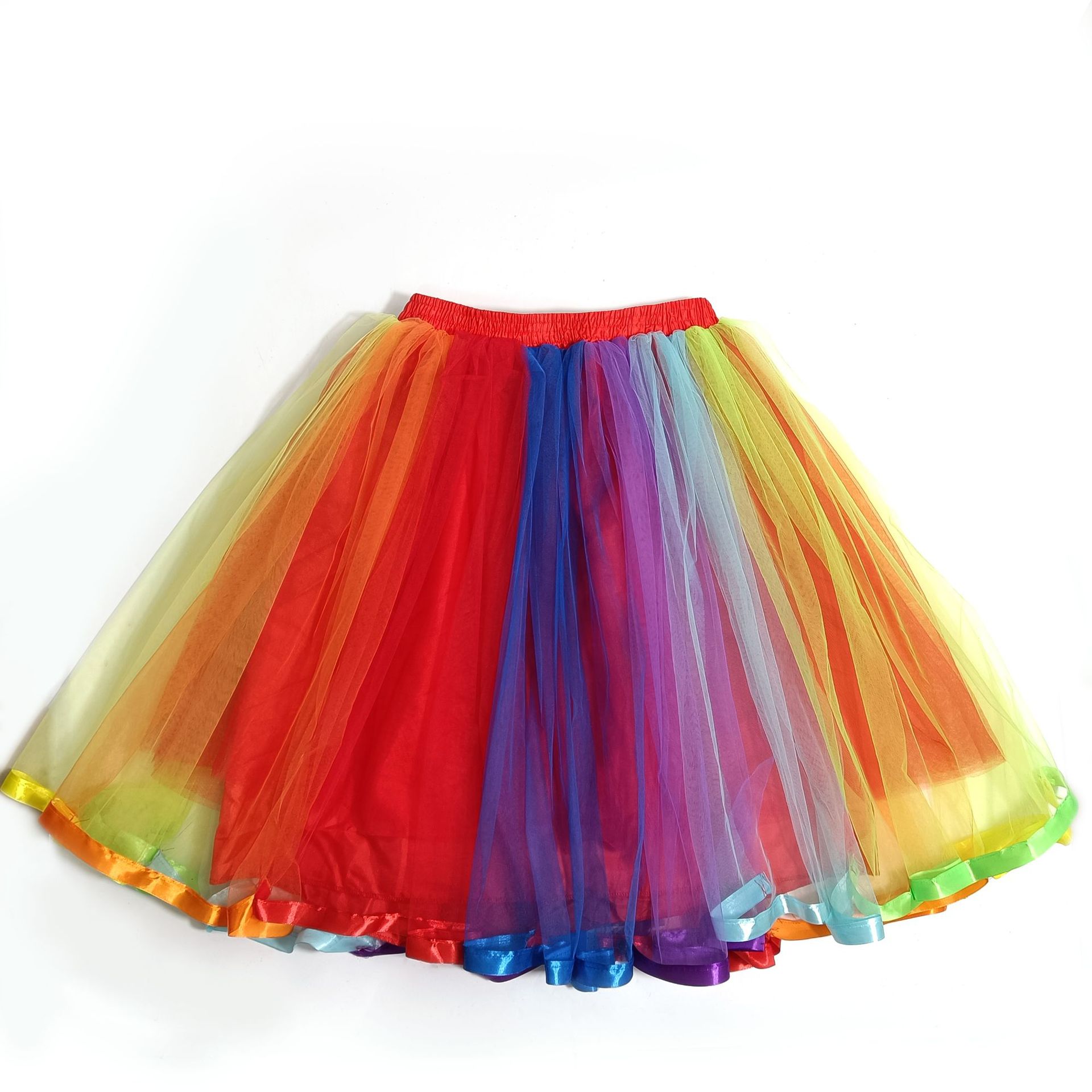 2025 European and American Adult Women's Rainbow Skirt Colorfulful Tulle Skirt Halloween Costume Skirt Party Performance Skirt