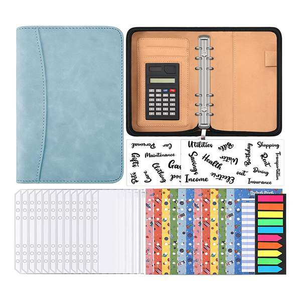Picture of Solid Color Business Loose-leaf Hand Ledger Wholesale Zipper Bag with Calculator Multifunctional Notebook Notepad Print LOGO