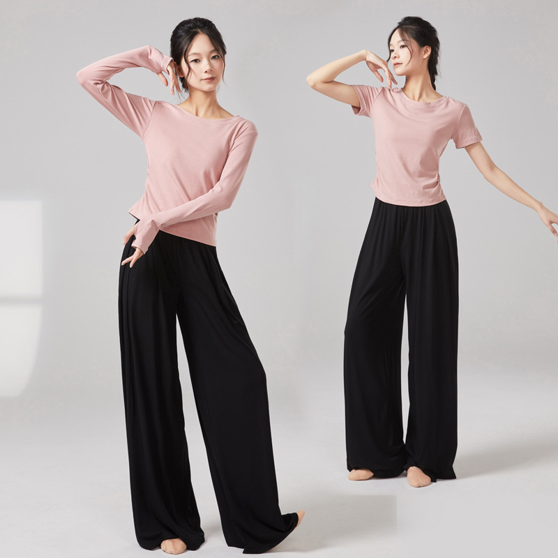 Picture of Women's dance costumes, adult body training suits, modern dance wear, ballet practice wear, crew neck slimming classical dance costumes