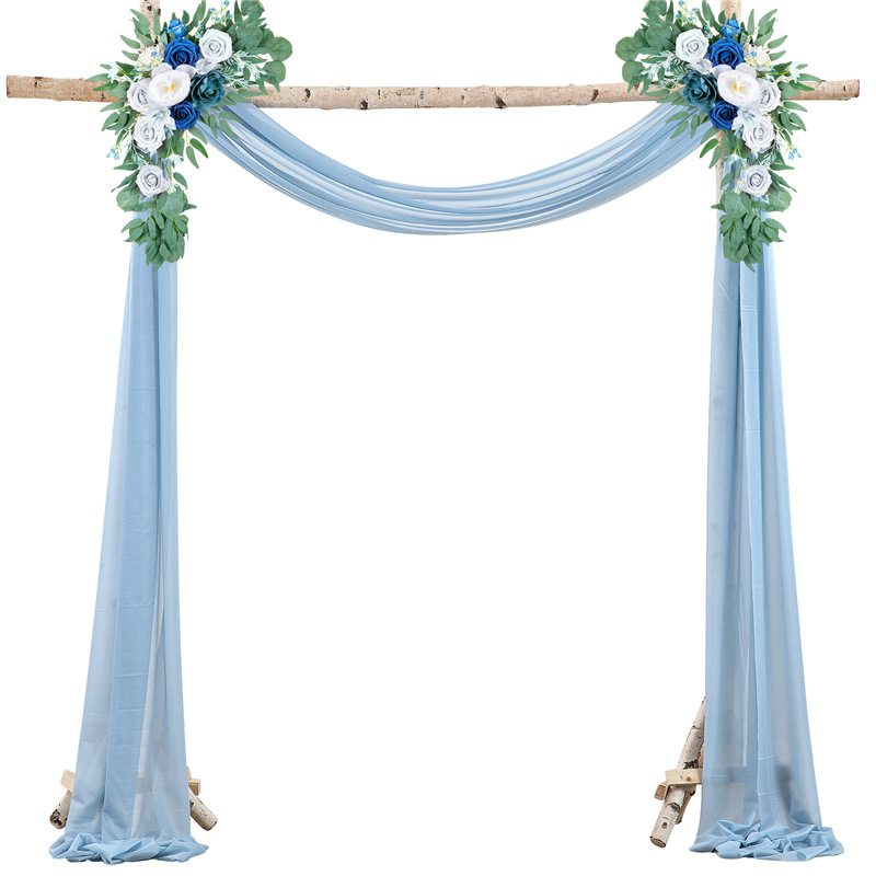 Picture of Cross-Border Popular Wedding Forest Lawn Outdoor Arch Decoration Wedding Arrangement Curtain Pearl Chiffon Gauze Curtain