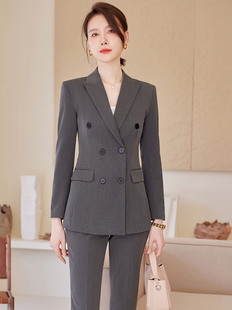 Picture of High-end Suit Jacket Women's Spring and Autumn Clothes Korean Temperament Business Wear Interview Dress Work Clothes Gray Suit suit