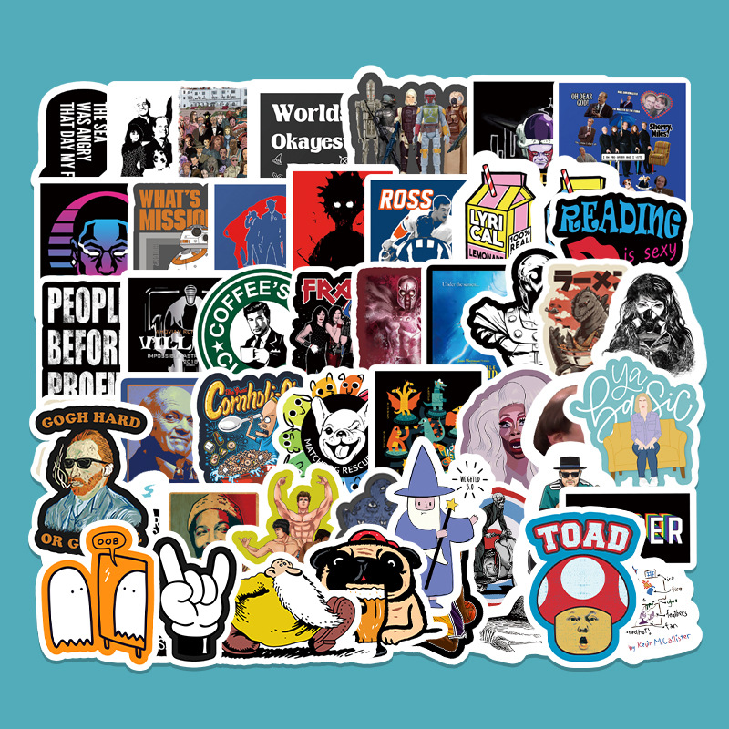 50 cartoon humor funny DIY stickers luggage graffiti stickers laptop car decoration stickers