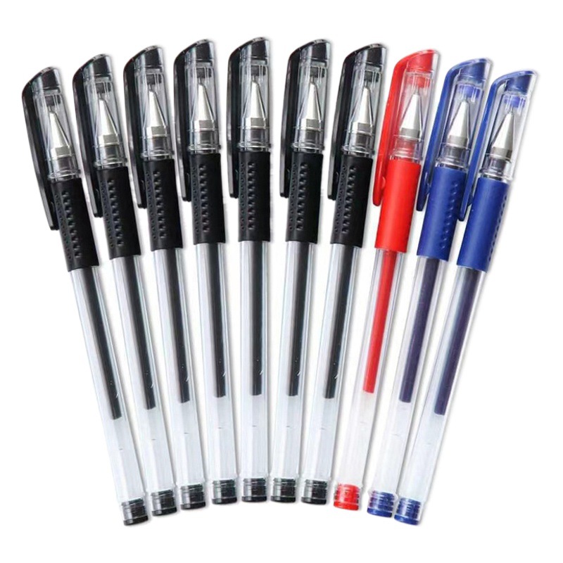[10 Pack] Black European Standard Bullet Student 0.5mm Carbon Signature Pen Needle Head Test Gel Pen