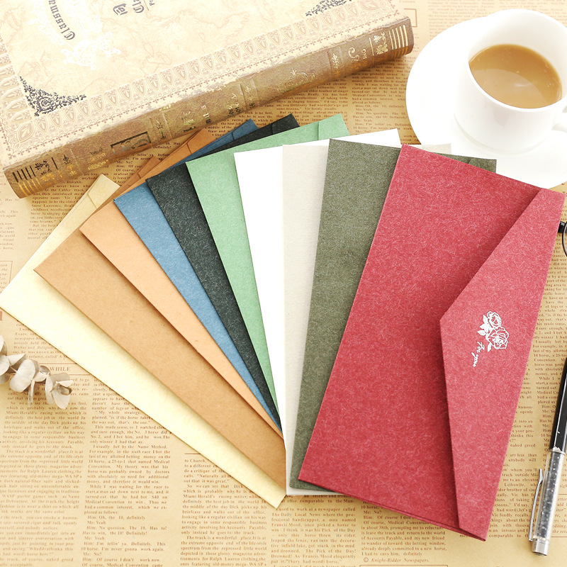 Jilu Retro Colorful Gold-Stamped Western-Style Envelopes, Business Invitation Decorative Blank No. 5 Dl Envelopes, 200g