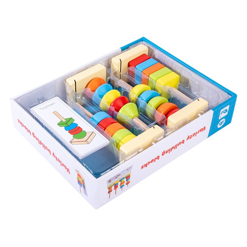 Creative Wooden Children's Early Education Intelligence Shape Matching Set Column Building Blocks Thinking Logic Stacking Shape Set Tower Toy
