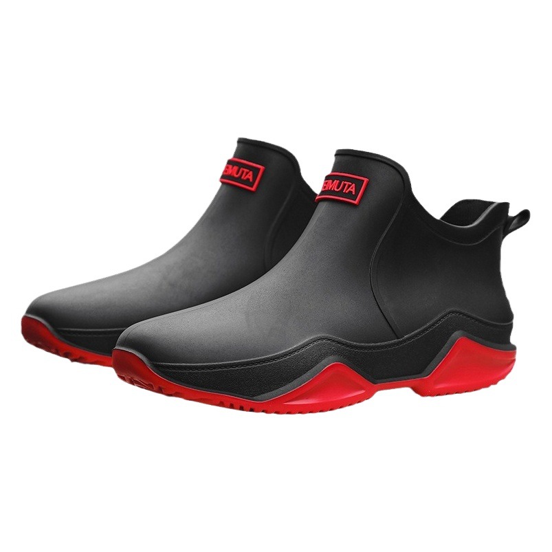 Cross-border new fashion Men's rain boots short rain boots non-slip water shoes couple fleece-lined low-top rubber shoes women's wholesale and export