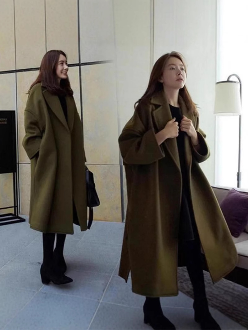 Autumn and winter new woolen coat fashion plus size Korean woolen coat women's coat loose long women's clothing