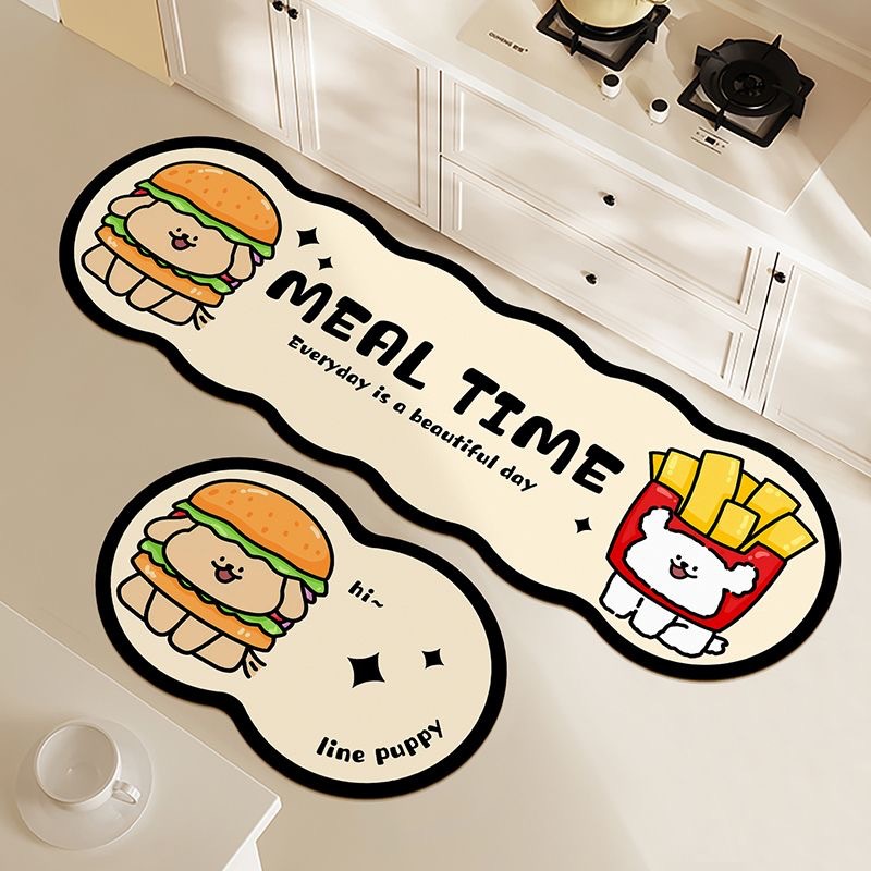 Picture of Cartoon diatom mud water absorption and oil absorption kitchen mat special-shaped two-piece bathroom non-slip mat toilet quick-drying door mat