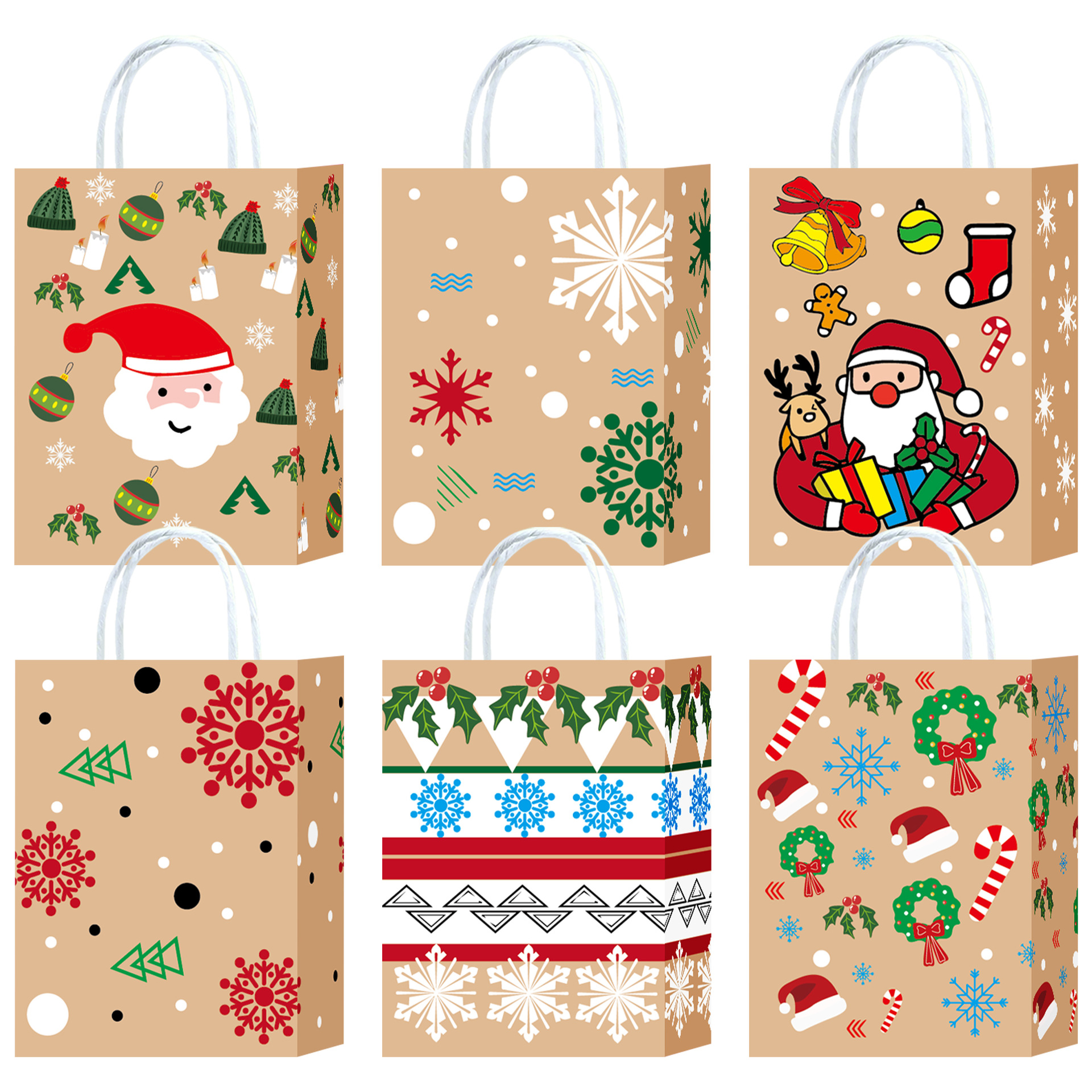 Amazon Christmas Theme Paper Bag White Kraft Paper Bag Birthday Party Gift Bag Shopping Jewelry Tote Bag