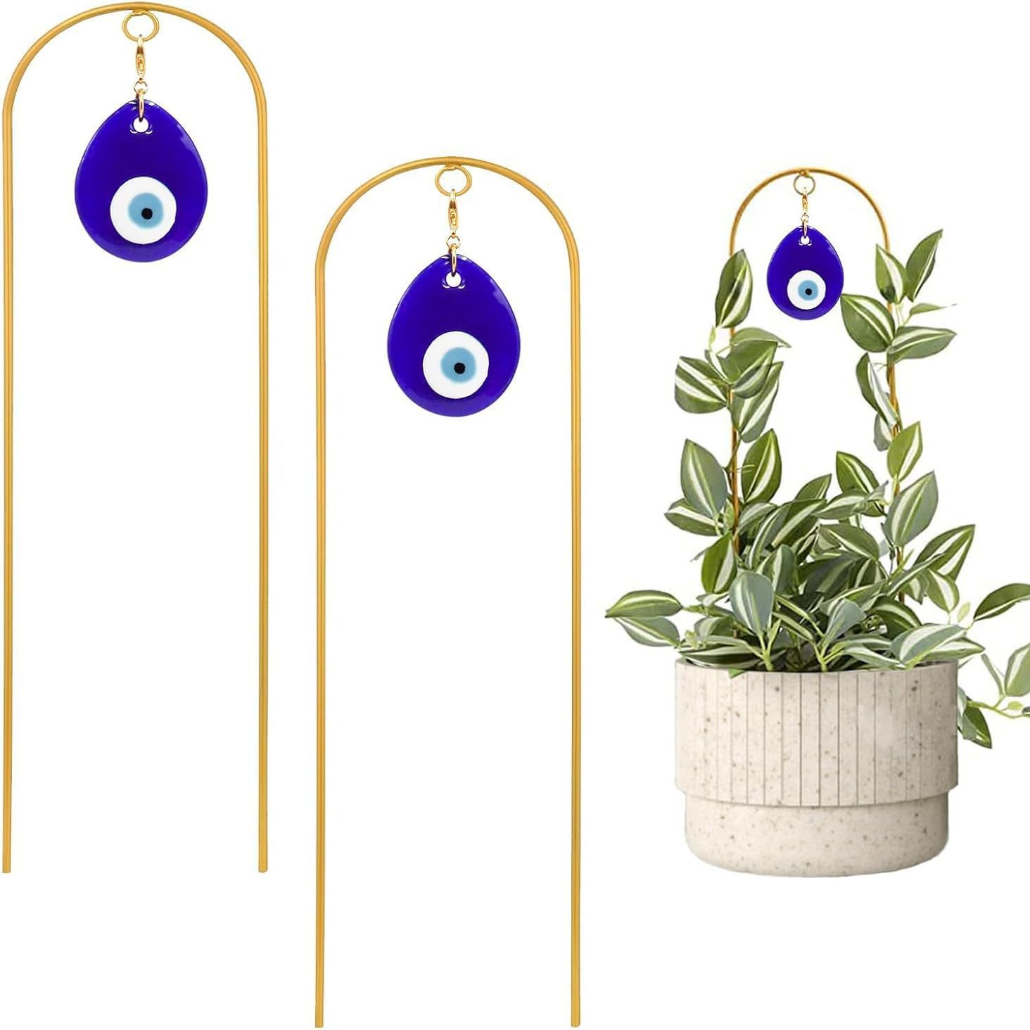 Cross-Border Crystal Sun Catcher Potted Plant Stand Evil Eye Decorative Metal Indoor Plant Climbing Flower Stand