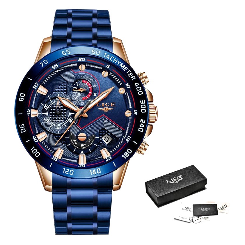 Picture of LIGE/LIGE cross-border special for men's business quartz watch three-eye six-pin multi-function waterproof watch Chronograph