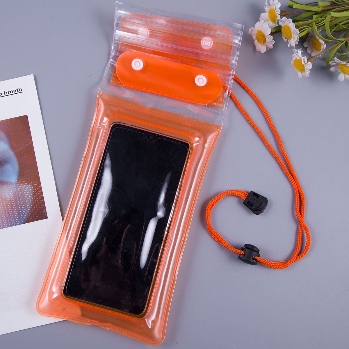 Picture of Three-fold mobile phone waterproof bag airbag bag Velcro touch screen swimming hot spring sealing strip waterproof neck wholesale